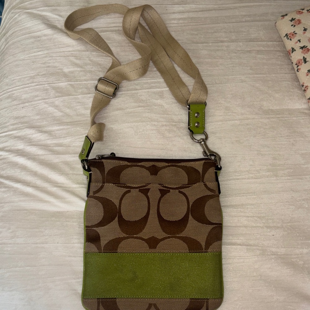 Brown and Green Crossbody Bag